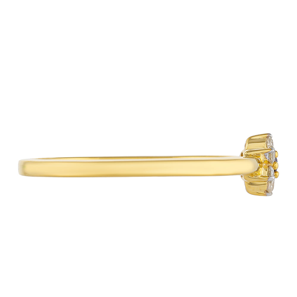 Goldplattierter Silberring mit rotem Diamant und weißem Diamant 2 