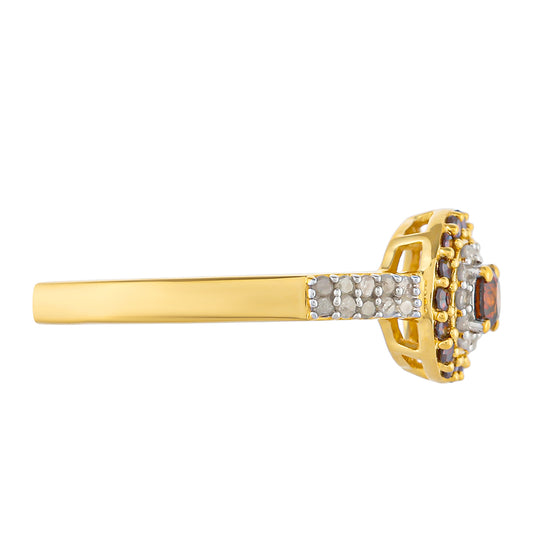 Goldplattierter Silberring mit rotem Diamant