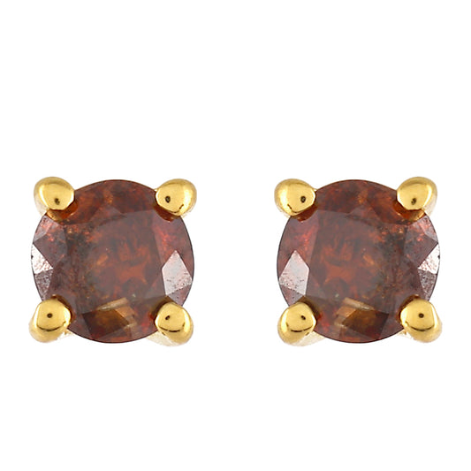 Goldplattierte Silberohrringe mit rotem Diamant