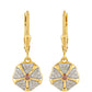 Goldplattierte Silberohrringe mit rotem Diamant und weißem Diamant