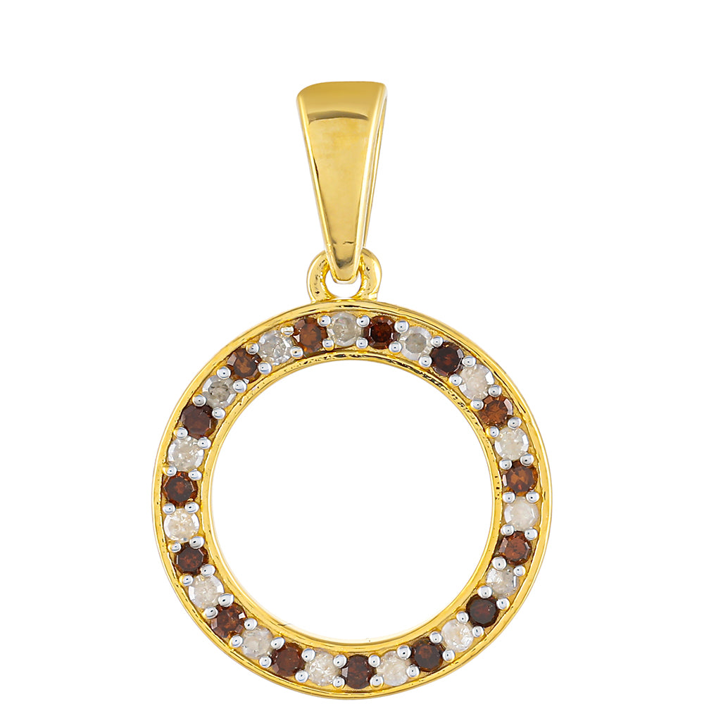 Goldplattierter Silberanhänger mit rotem Diamant und weißem Diamant 1 