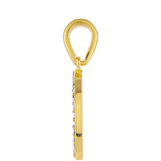 Goldplattierter Silberanhänger mit rotem Diamant und weißem Diamant