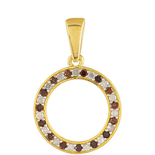 Goldplattierter Silberanhänger mit rotem Diamant und weißem Diamant