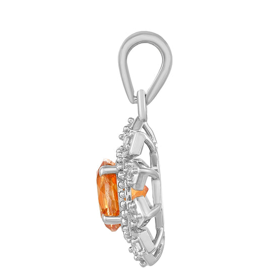 Silberanhänger mit Padparadscha Quarz und weißem Topas