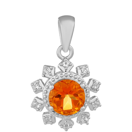 Silberanhänger mit Padparadscha Quarz und weißem Topas