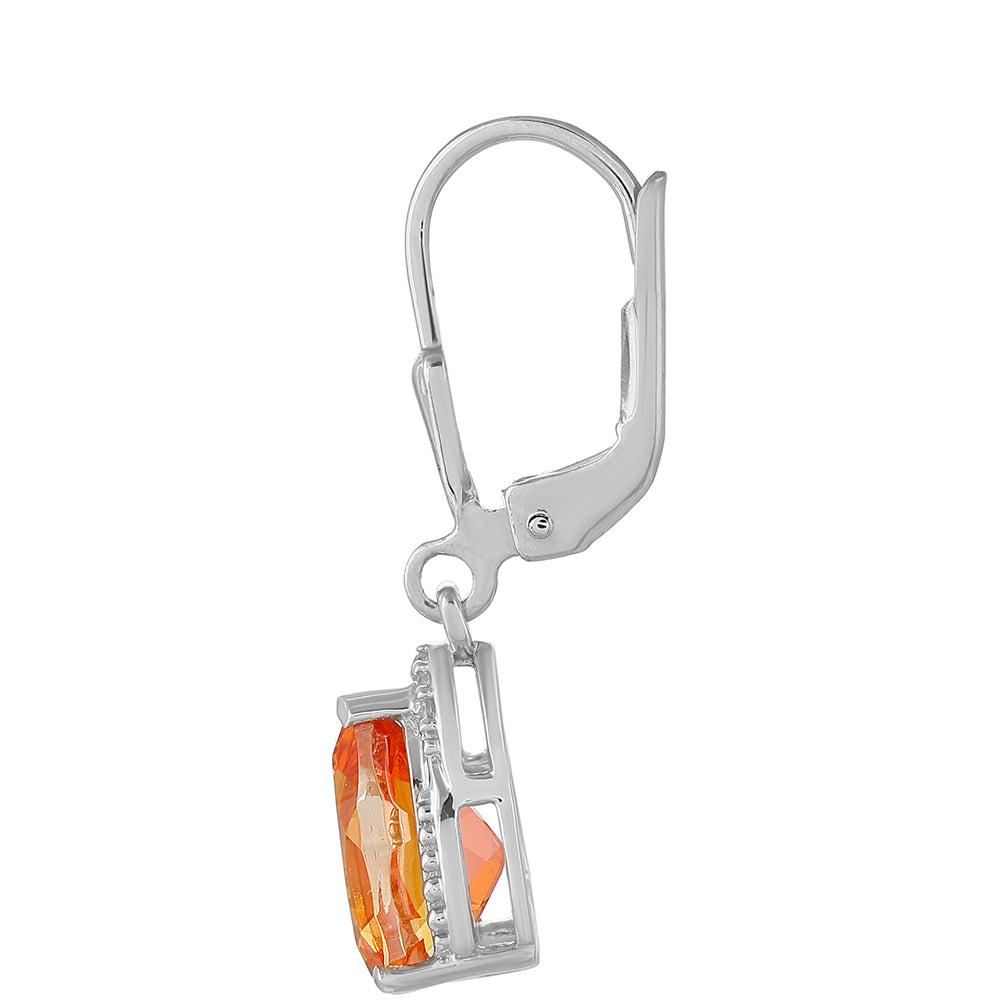 Silberohrringe mit Padparadscha Quarz und weißem Topas 2 