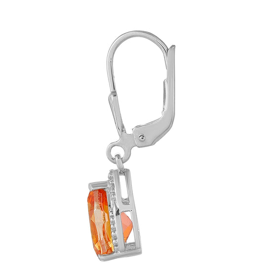Silberohrringe mit Padparadscha Quarz und weißem Topas