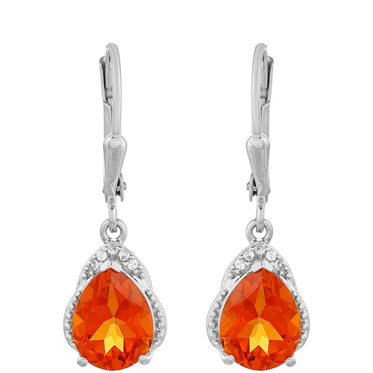 Silberohrringe mit Padparadscha Quarz und weißem Topas