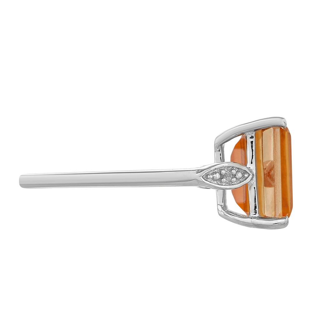 Silberring mit Padparadscha Quarz und weißem Topas 2 