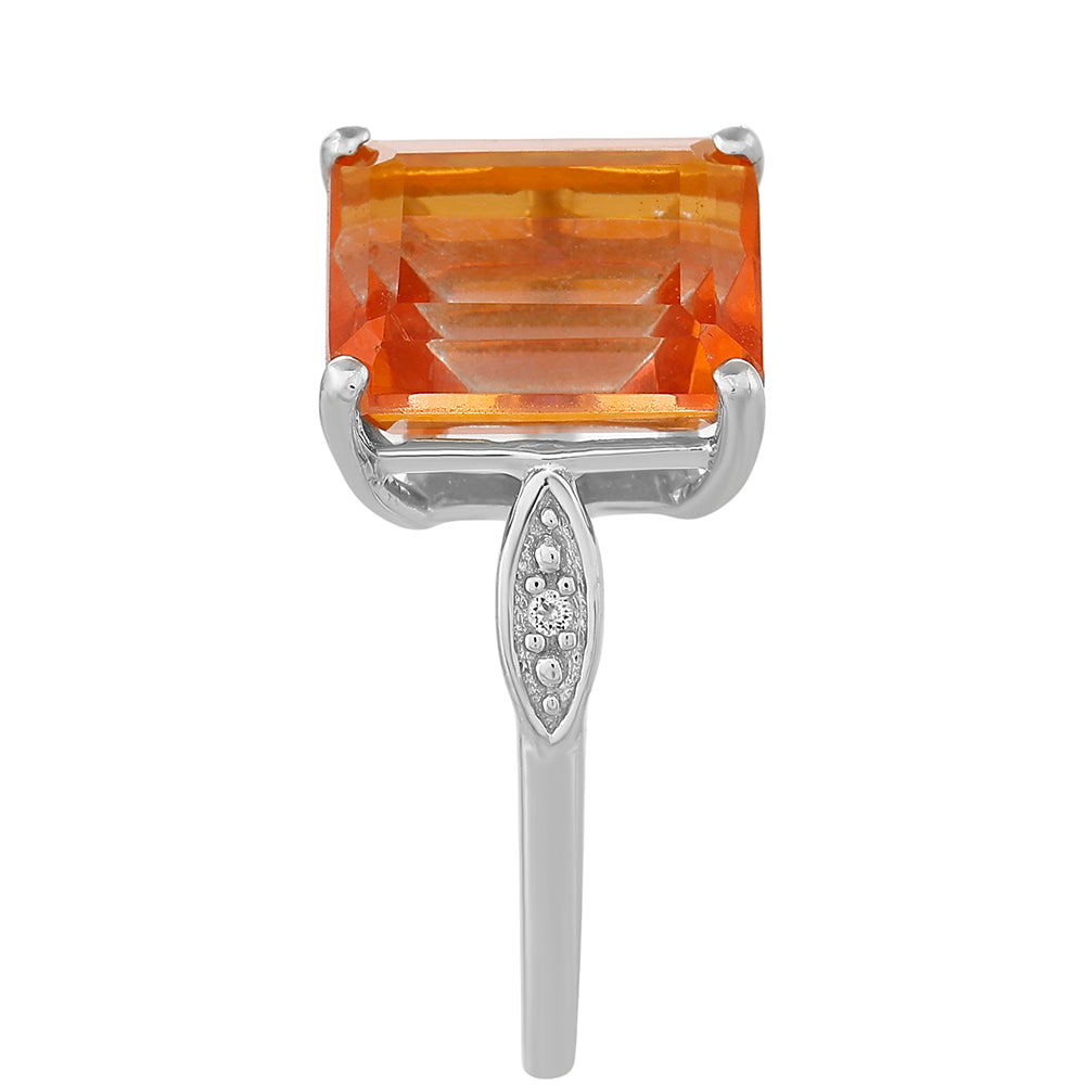 Silberring mit Padparadscha Quarz und weißem Topas 3 