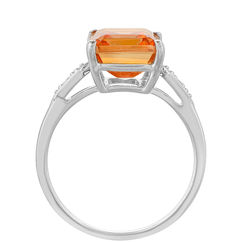 Silberring mit Padparadscha Quarz und weißem Topas 4 