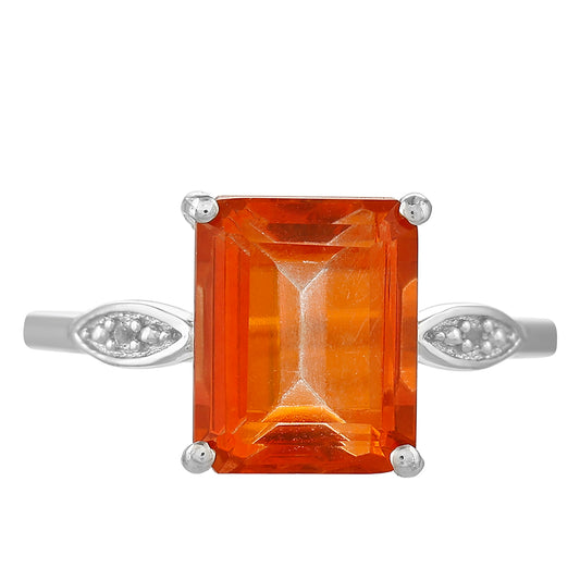 Silberring mit Padparadscha Quarz und weißem Topas