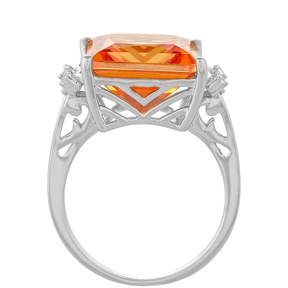 Silberring mit Padparadscha Quarz und weißem Topas 4 