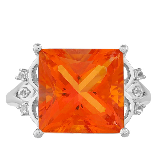 Silberring mit Padparadscha Quarz und weißem Topas