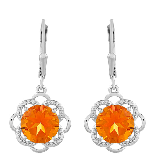 Silberohrringe mit Padparadscha Quarz