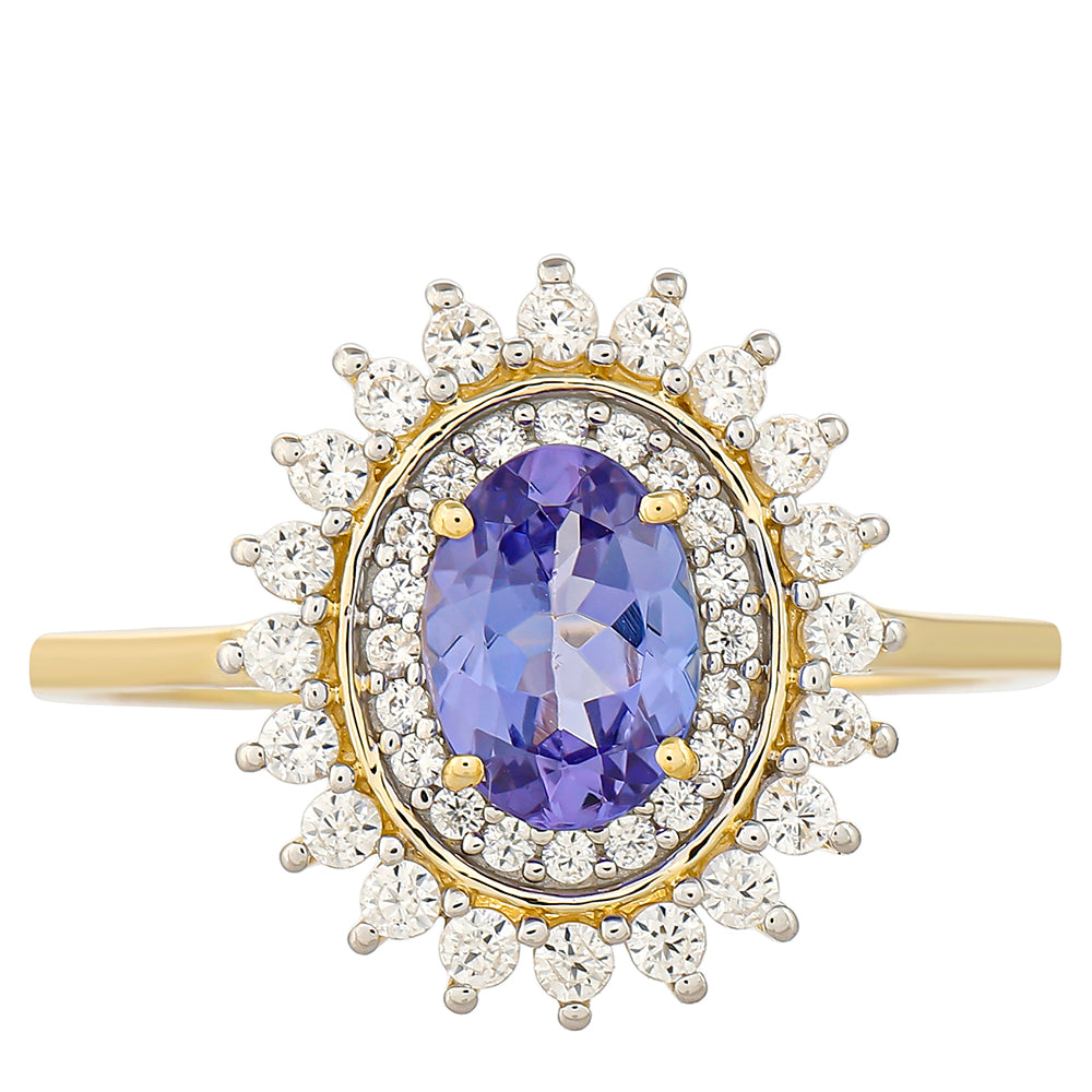 Goldring mit Tansanit - Klasse AAA und natürlichem Zirkon 1 