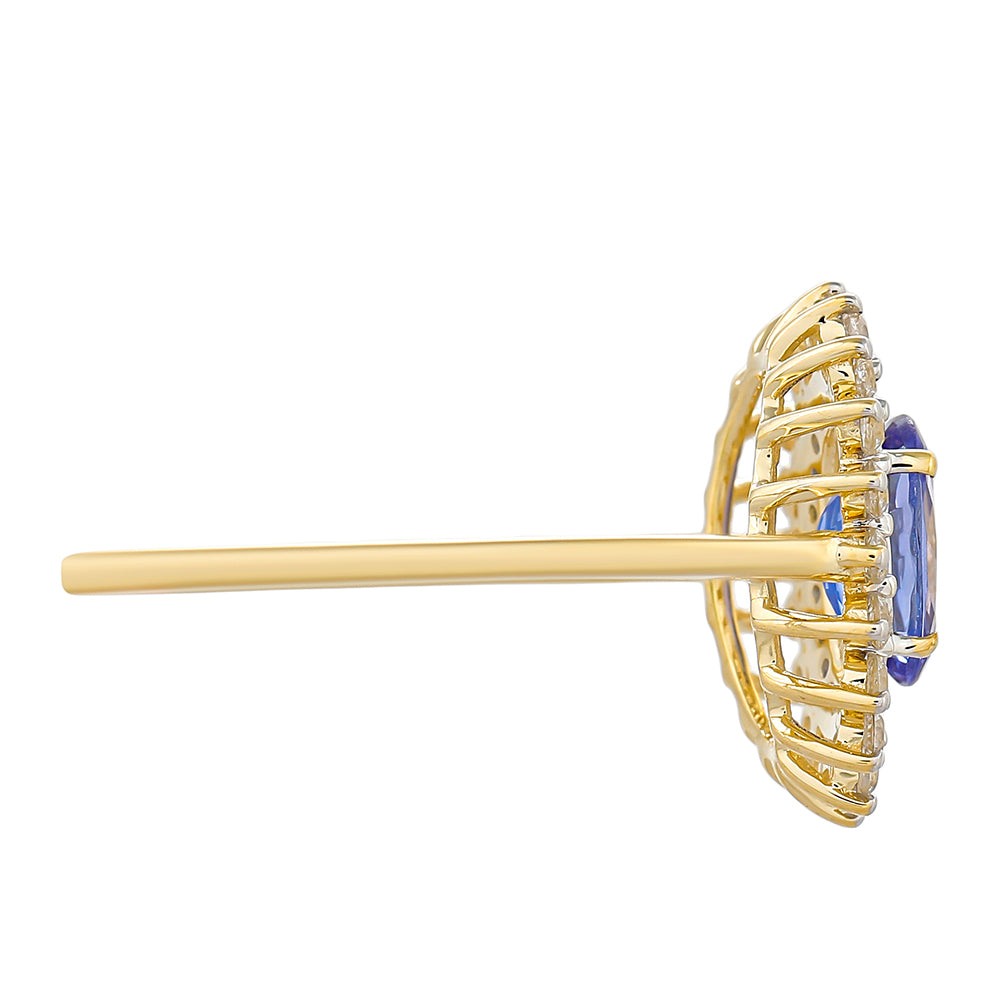 Goldring mit Tansanit - Klasse AAA und natürlichem Zirkon