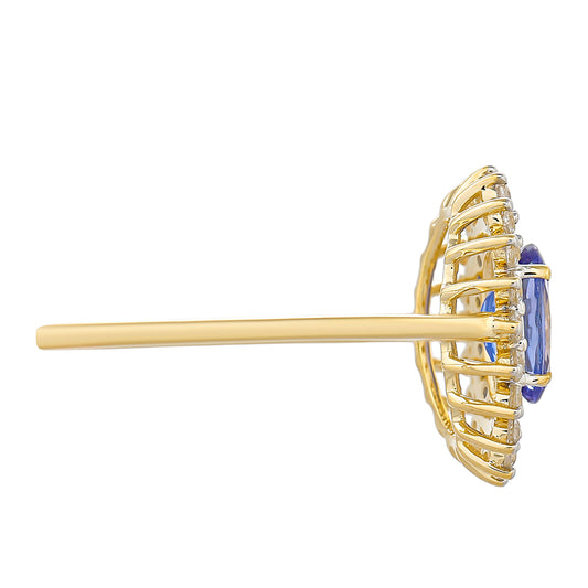 Goldring mit Tansanit - Klasse AAA und natürlichem Zirkon