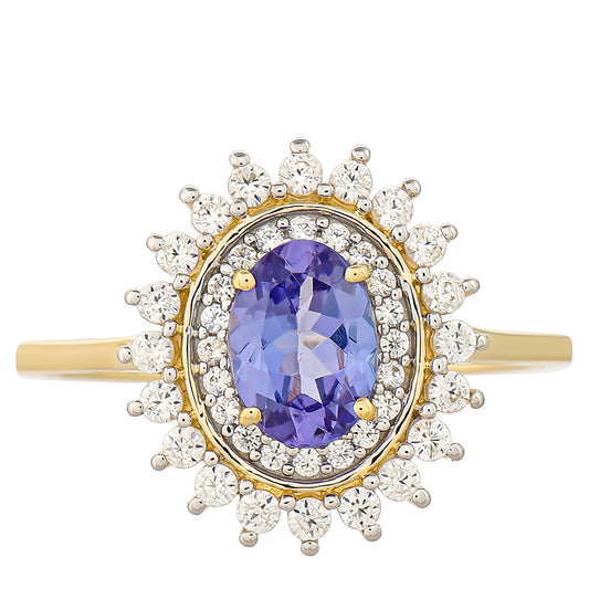 Goldring mit Tansanit - Klasse AAA und natürlichem Zirkon