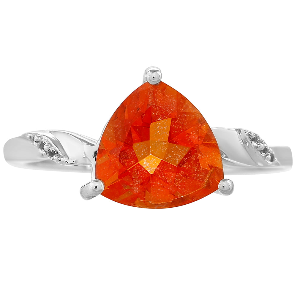 Silberring mit Padparadscha Quarz und weißem Topas 1 