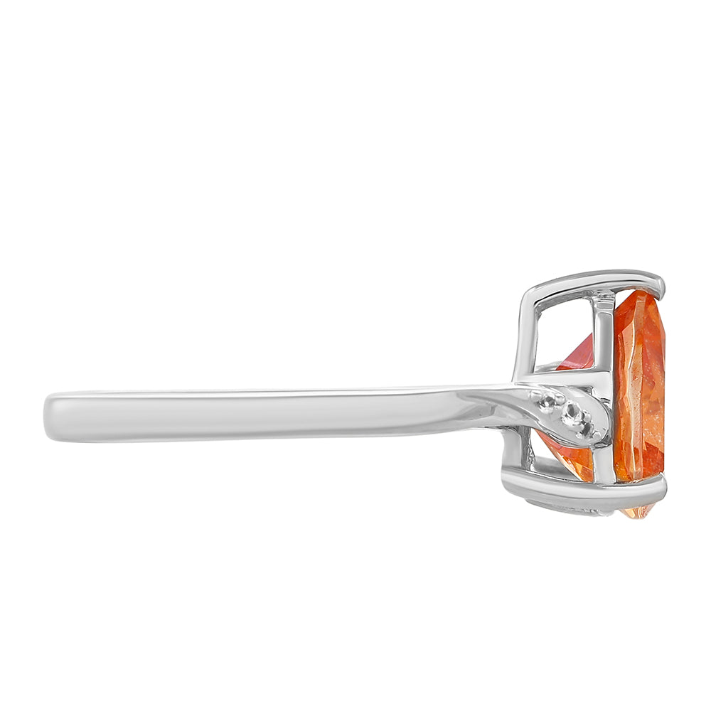Silberring mit Padparadscha Quarz und weißem Topas 2 