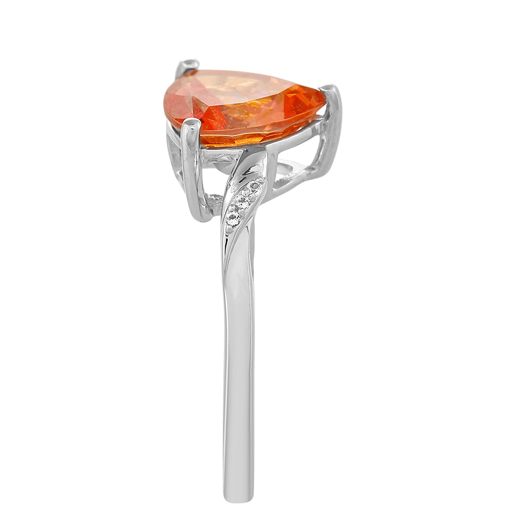 Silberring mit Padparadscha Quarz und weißem Topas 3 
