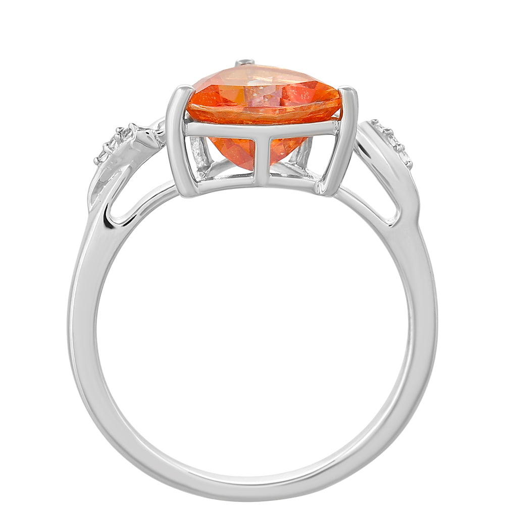 Silberring mit Padparadscha Quarz und weißem Topas 4 