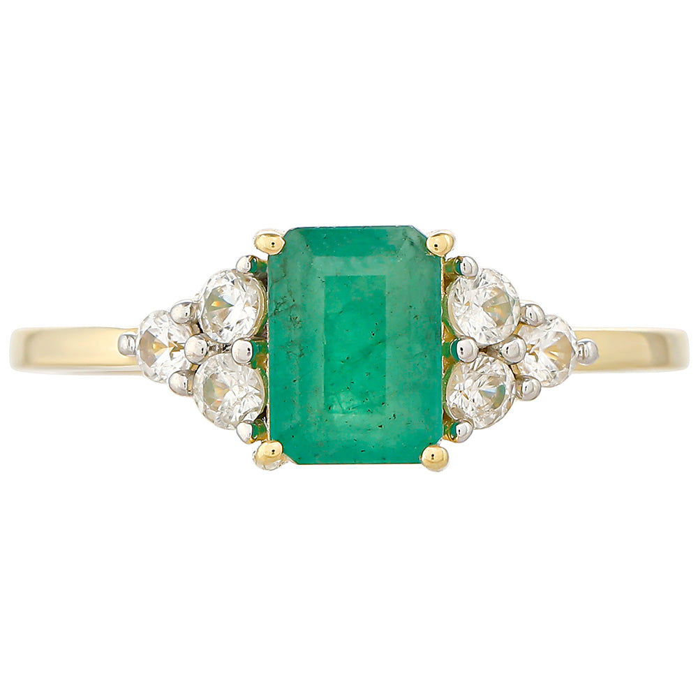Goldring mit brasilianischem Smaragd und natürlichem Zirkon 1 