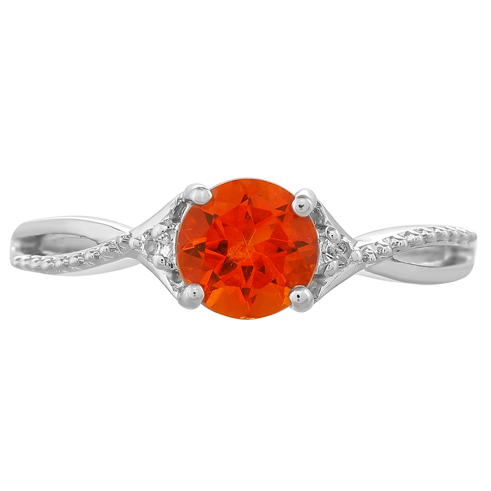 Silberring mit Padparadscha Quarz und weißem Topas 1 