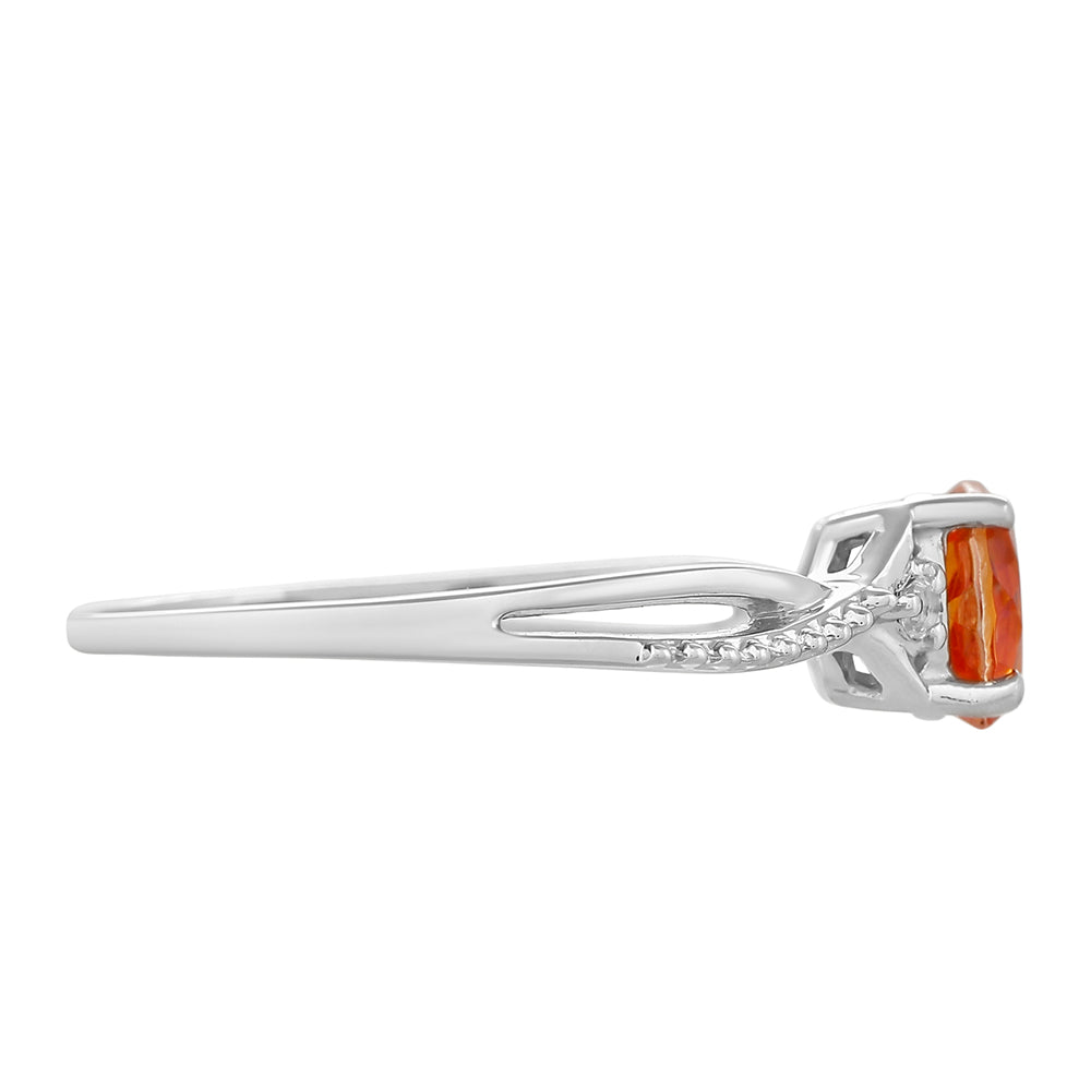 Silberring mit Padparadscha Quarz und weißem Topas 2 