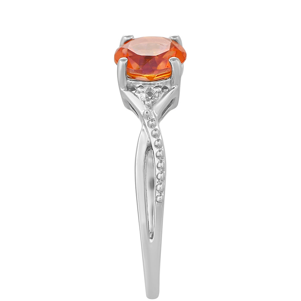 Silberring mit Padparadscha Quarz und weißem Topas 3 