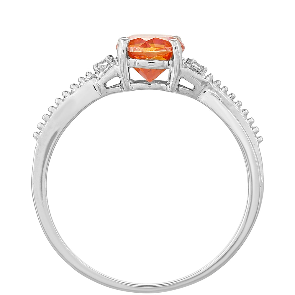 Silberring mit Padparadscha Quarz und weißem Topas 4 