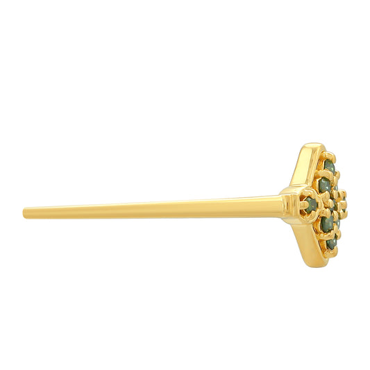 Goldplattierter Silberring mit grünem Diamant