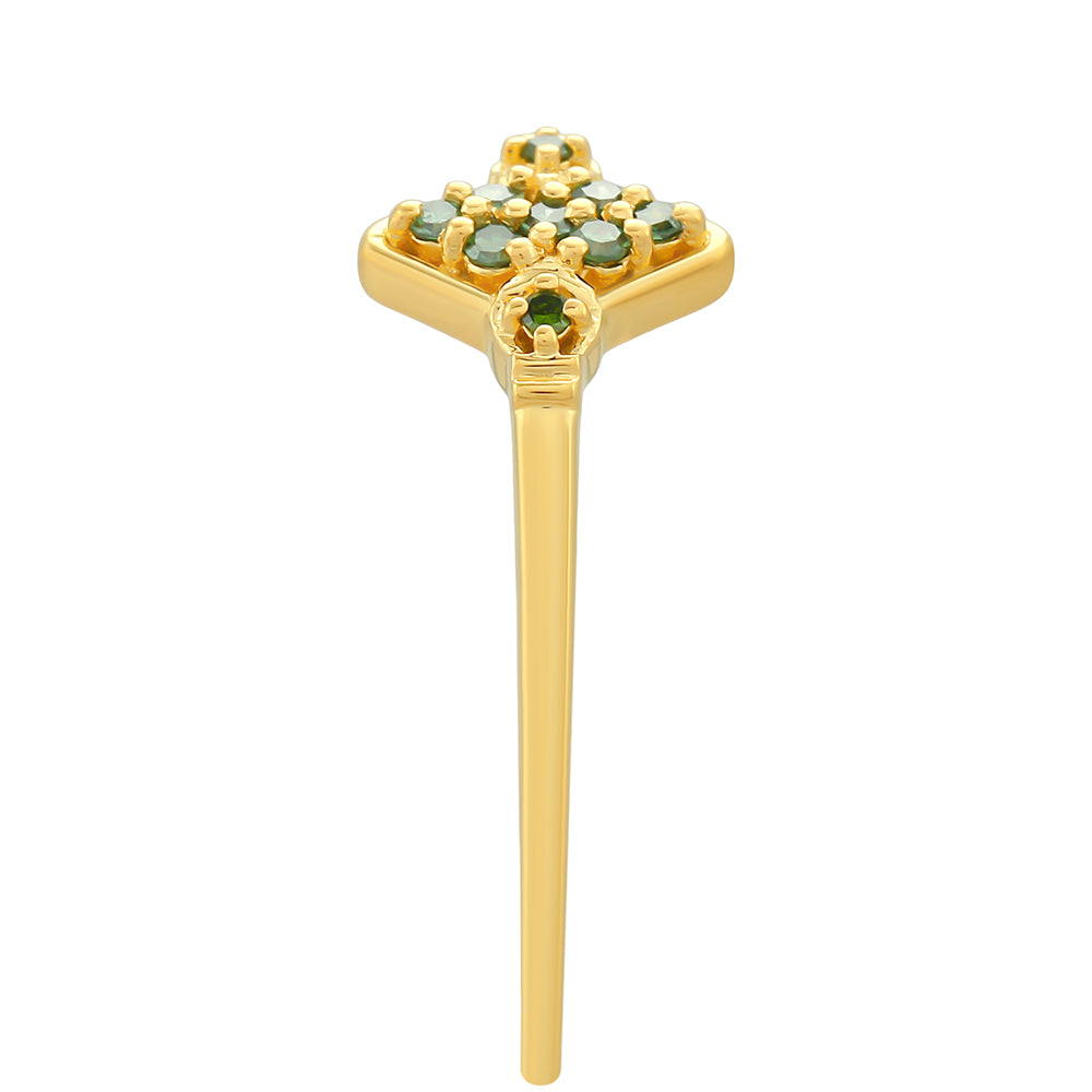 Goldplattierter Silberring mit grünem Diamant 3 