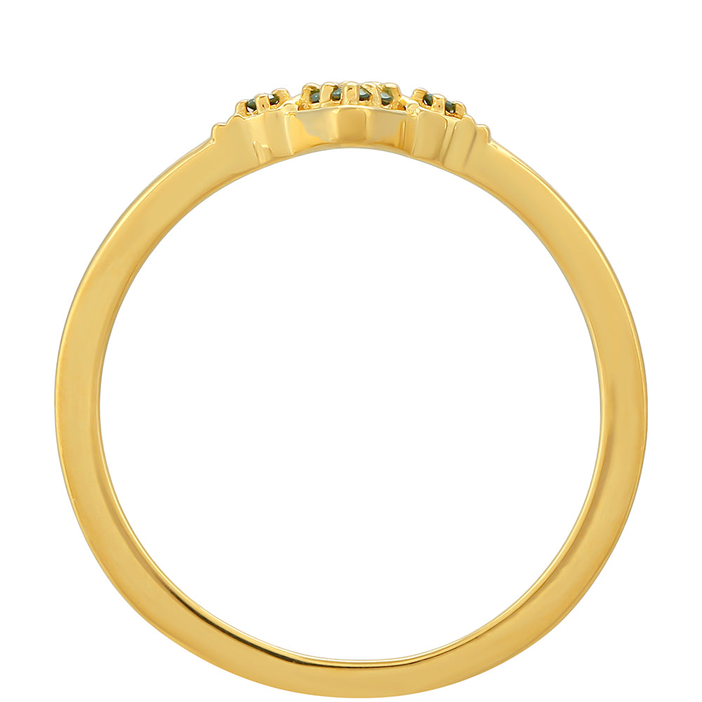 Goldplattierter Silberring mit grünem Diamant 4 