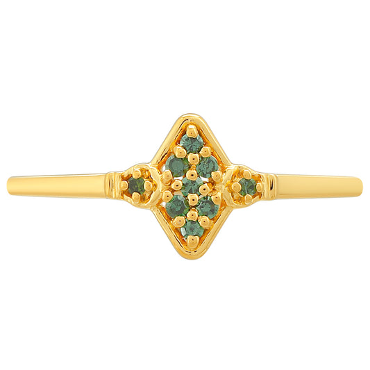 Goldplattierter Silberring mit grünem Diamant