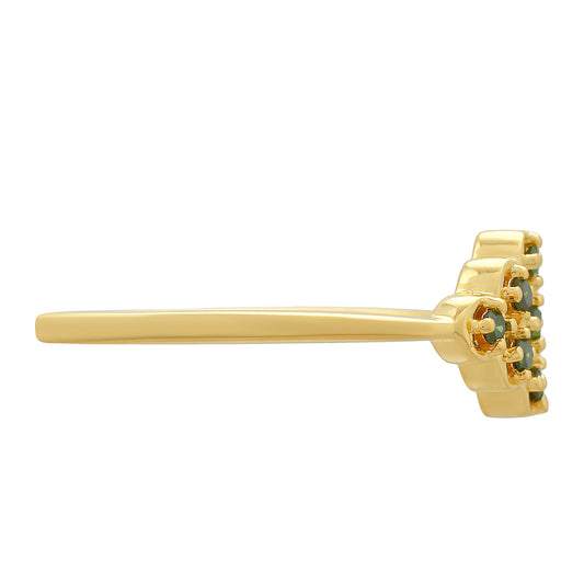Goldplattierter Silberring mit grünem Diamant