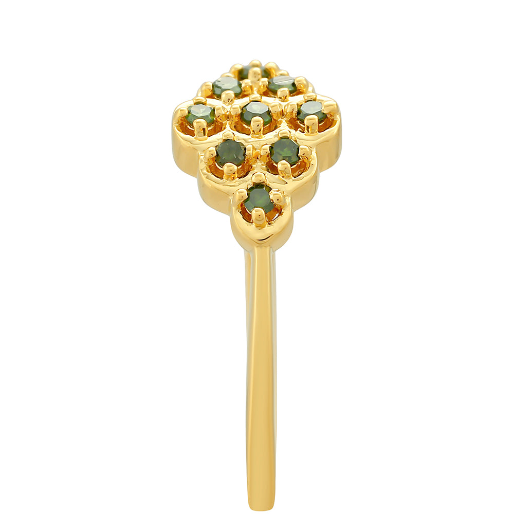 Goldplattierter Silberring mit grünem Diamant