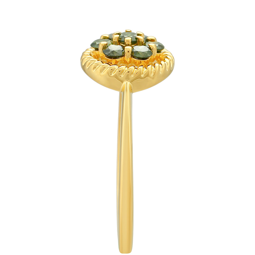 Goldplattierter Silberring mit grünem Diamant