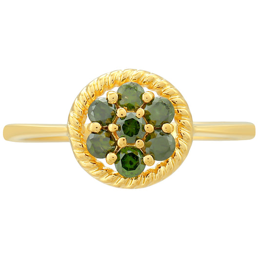 Goldplattierter Silberring mit grünem Diamant