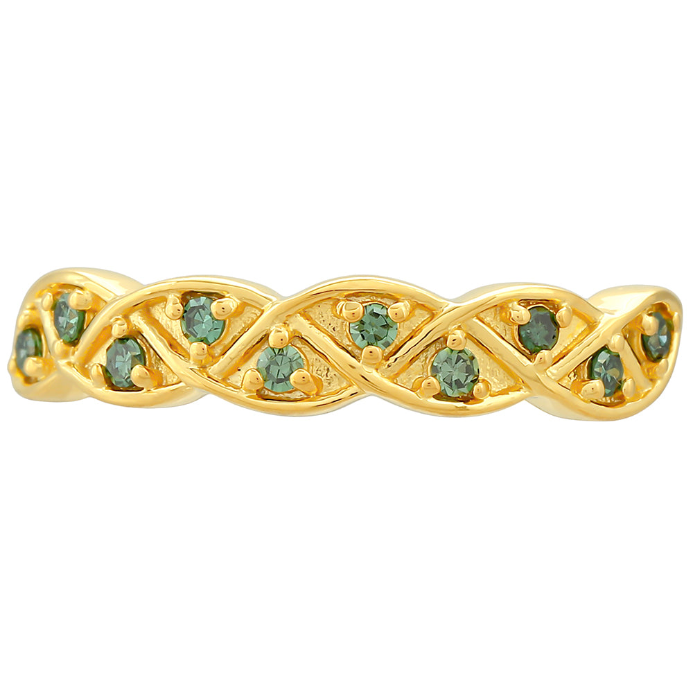 Goldplattierter Silberring mit grünem Diamant