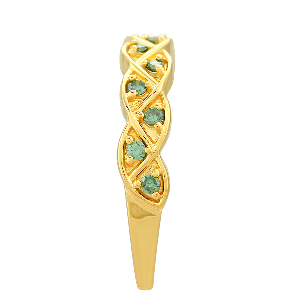 Goldplattierter Silberring mit grünem Diamant 3 