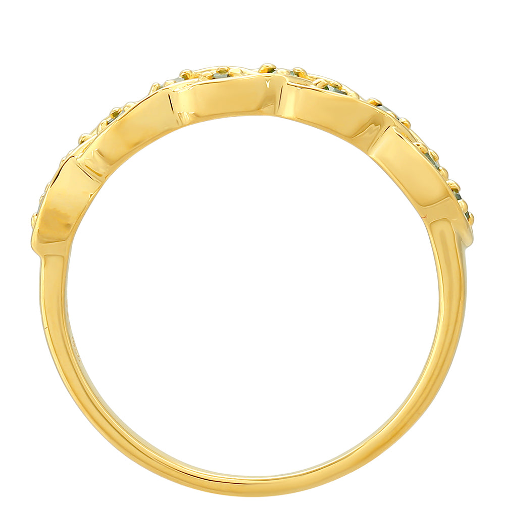 Goldplattierter Silberring mit grünem Diamant 4 