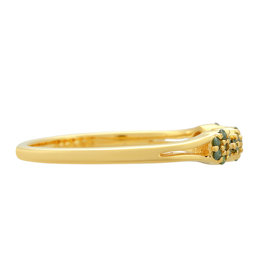 Goldplattierter Silberring mit grünem Diamant