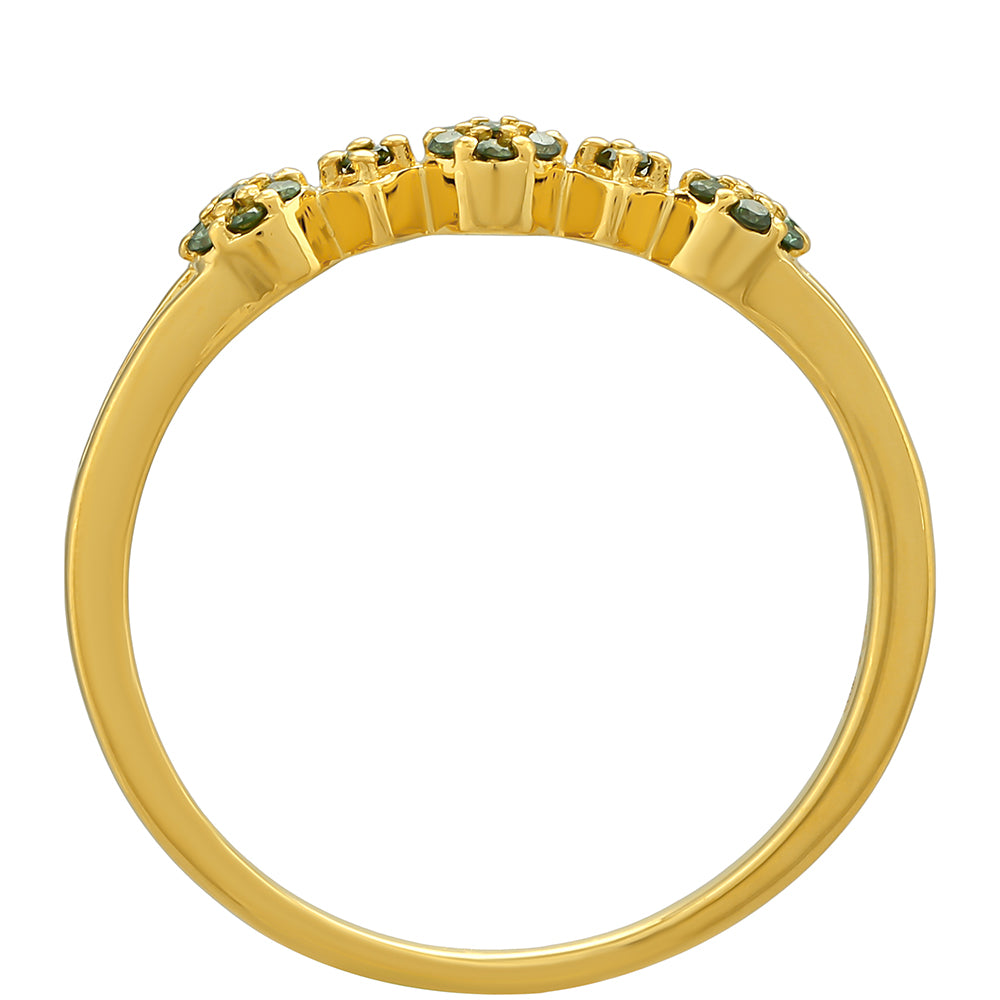Goldplattierter Silberring mit grünem Diamant 4 