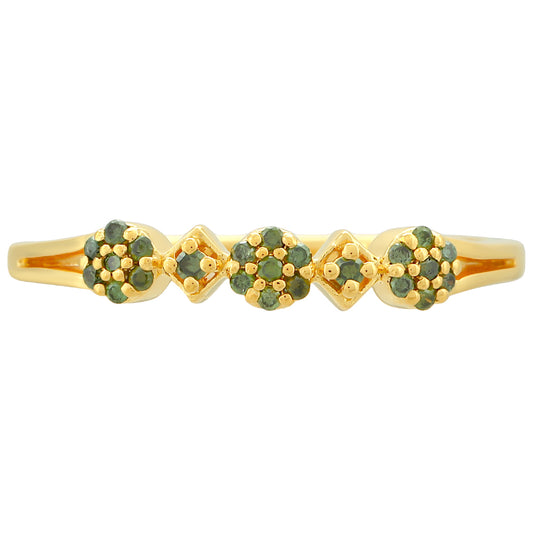 Goldplattierter Silberring mit grünem Diamant