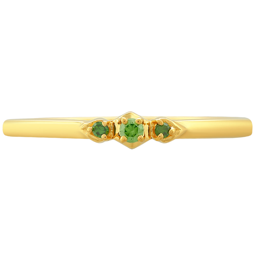 Goldplattierter Silberring mit grünem Diamant 1 