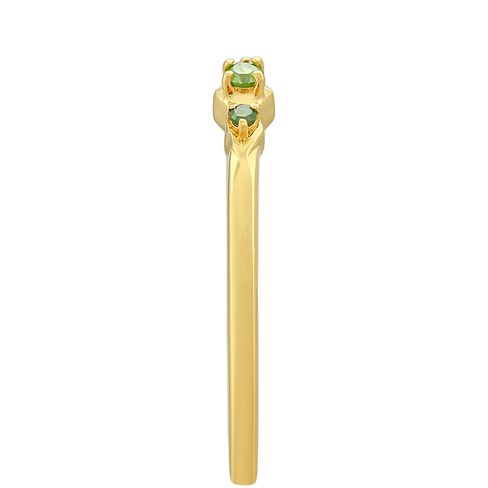 Goldplattierter Silberring mit grünem Diamant