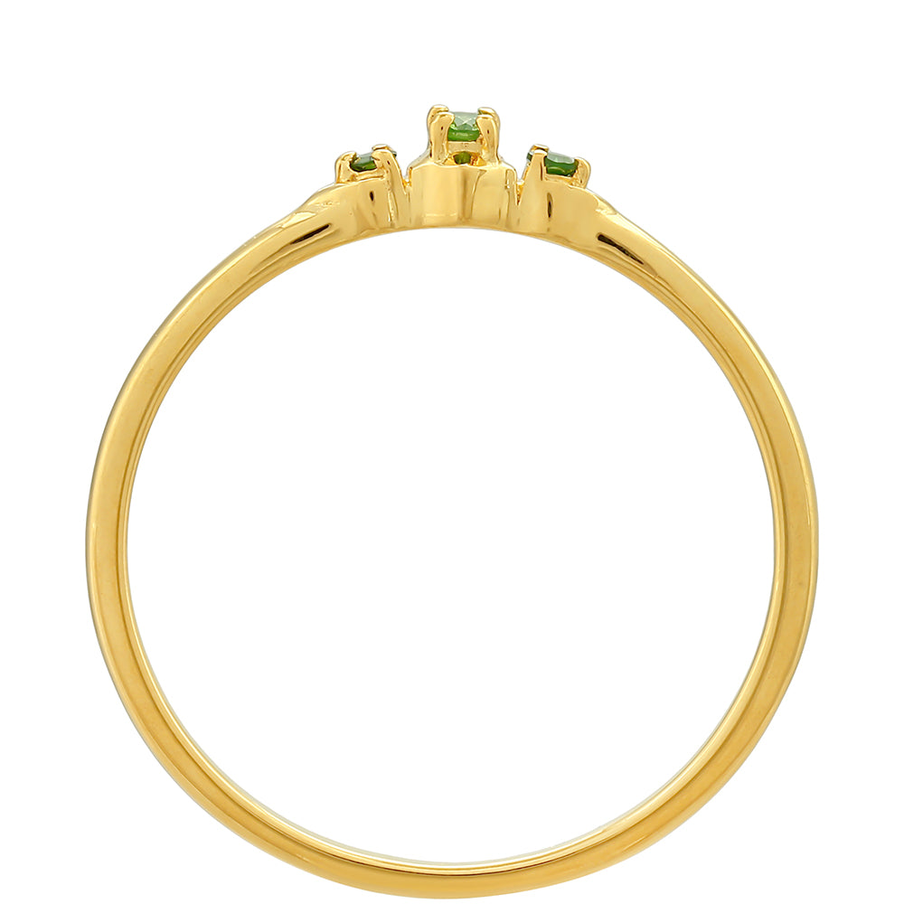 Goldplattierter Silberring mit grünem Diamant