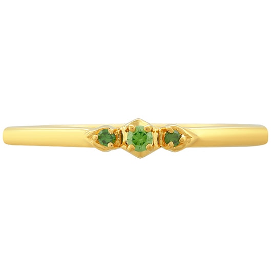 Goldplattierter Silberring mit grünem Diamant